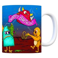 Kaffeebecher Mit Monster Geburtstagsparty Motiv Und Spruch: Happy Birthday