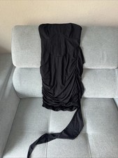 Small Black Strapless Ruched Bodycon Mini with Draped Sash