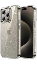 iPhone 15 Pro Max Glitter Case 6.7” Clear Sparkle Bling Shockproof Bumper Cover
