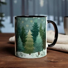 2025 Xmas Gift Forest Scene Coffee Mug Holiday Gift