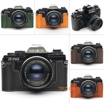 For Minolta X-700 X-570 Handmade Genuine Real Leather Half Camera Case Bag Cover