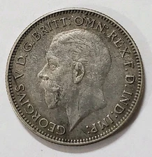 1933 United Kingdom 6 Pence Silver Coin