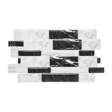 5Pcs 9.4"x4.7" Peel and Stick Backsplash Tiles Mable Tile Stickers, Black White
