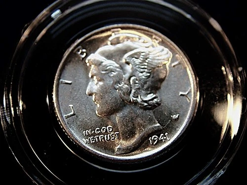 MERCURY SILVER DIME LOT OF (5) 41P,42P,43P,44P,45D MS BANDS BU