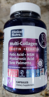 Multi Collagen Biotin Keratin Hair Regrowth 90 Capsules Clinical Nutra