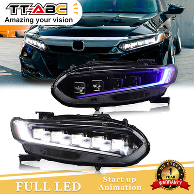 LH&RH Full LED Headlights For Honda Accord 10Th Gen 2018-2021 Startup Animation