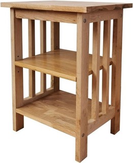 Side Table 2 Storage Shelves Night Table End Table Grid Frame Oak Rural