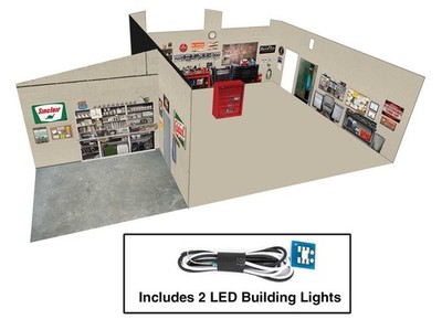Walthers ~ HO Scale ~ Vintage Gas Station ~ Spaces ~ Interior Lighting & Detail