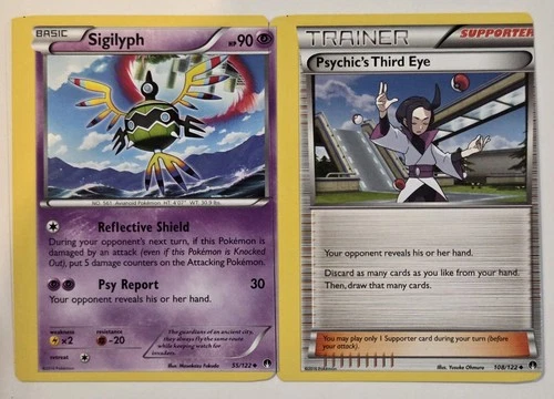 Psychic Third Eye/Sigilyph Miscut Error Matching Set  Breakpoint Pokemon Card