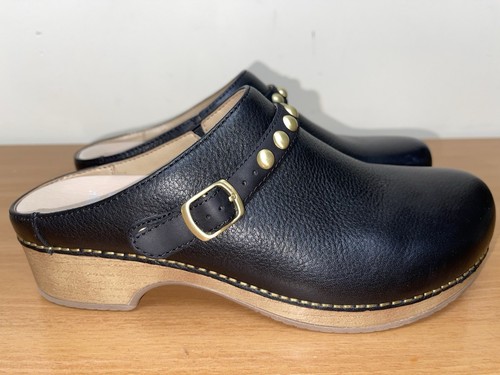 NEW Dansko Britton Tumbled Leather Black Mule Shoes US 10.5-11 EU 41 Barely Worn - Picture 1 of 11