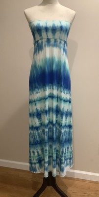 Love Fire Tie-dye Blue & White Maxi Dress Size M, Pre-owned