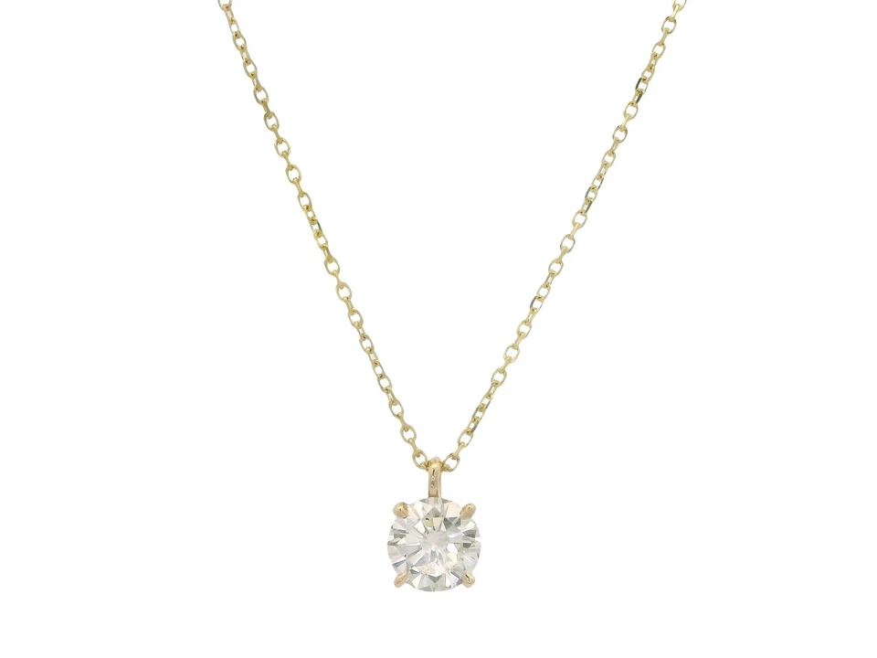 New 14k Yellow Gold 0.51ct Diamond Solitaire Slide Pendant Adjustable Necklace - Image 2 of 4