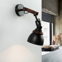 Wandlampe Retro Metall Holz Verstellbar E14 Wandleuchte KüChe Wohnzimmer