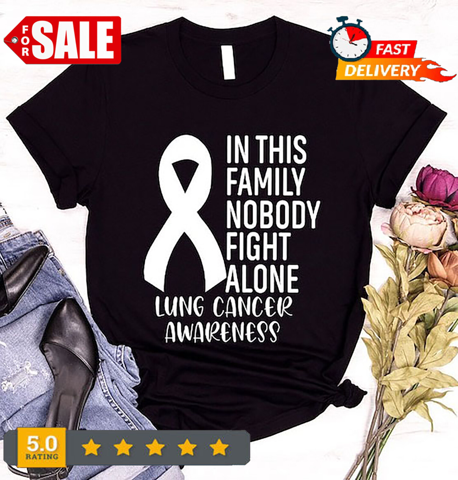 Lung Cancer Gifts, Awareness Month Clothing, Cancer Ribbon Graphic Tees, Lung Ca-image