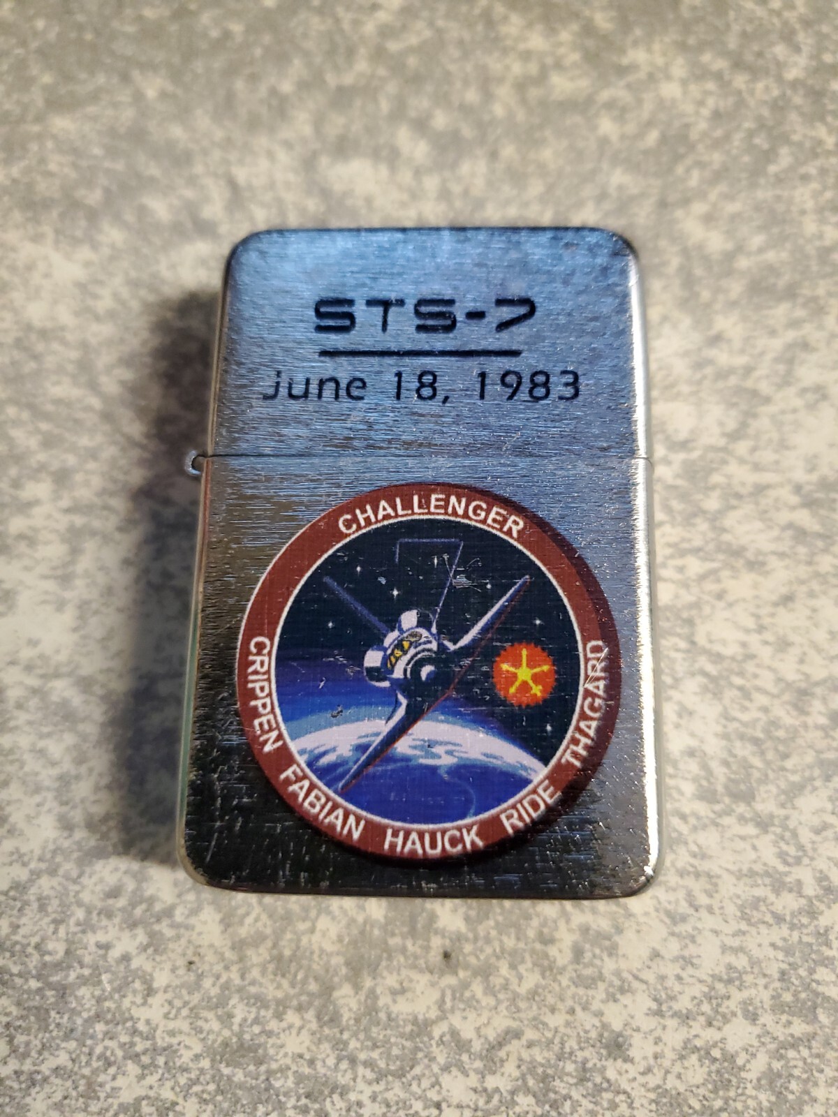 Vintage NASA Space Mission Challenger Lighter- STS-7 June 18, 1983 Very Good