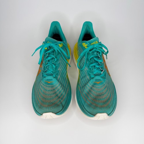 HOKA One One Mach 5 ProFly Teal Yellow Running Shoes Men's 13D - Picture 2 of 7