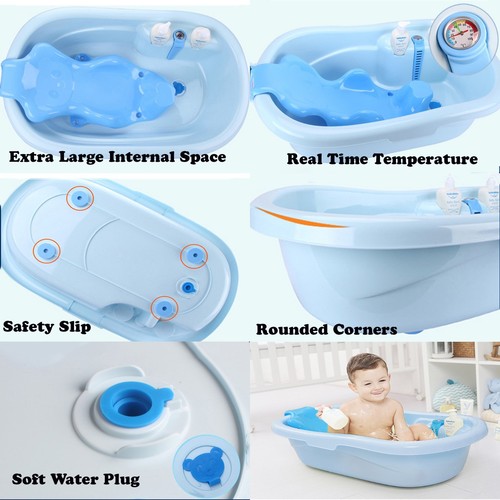 Extra Large Baby Infant Toddler Child kids Bath tub w/ Support Seat Thermometer - Picture 4 of 15