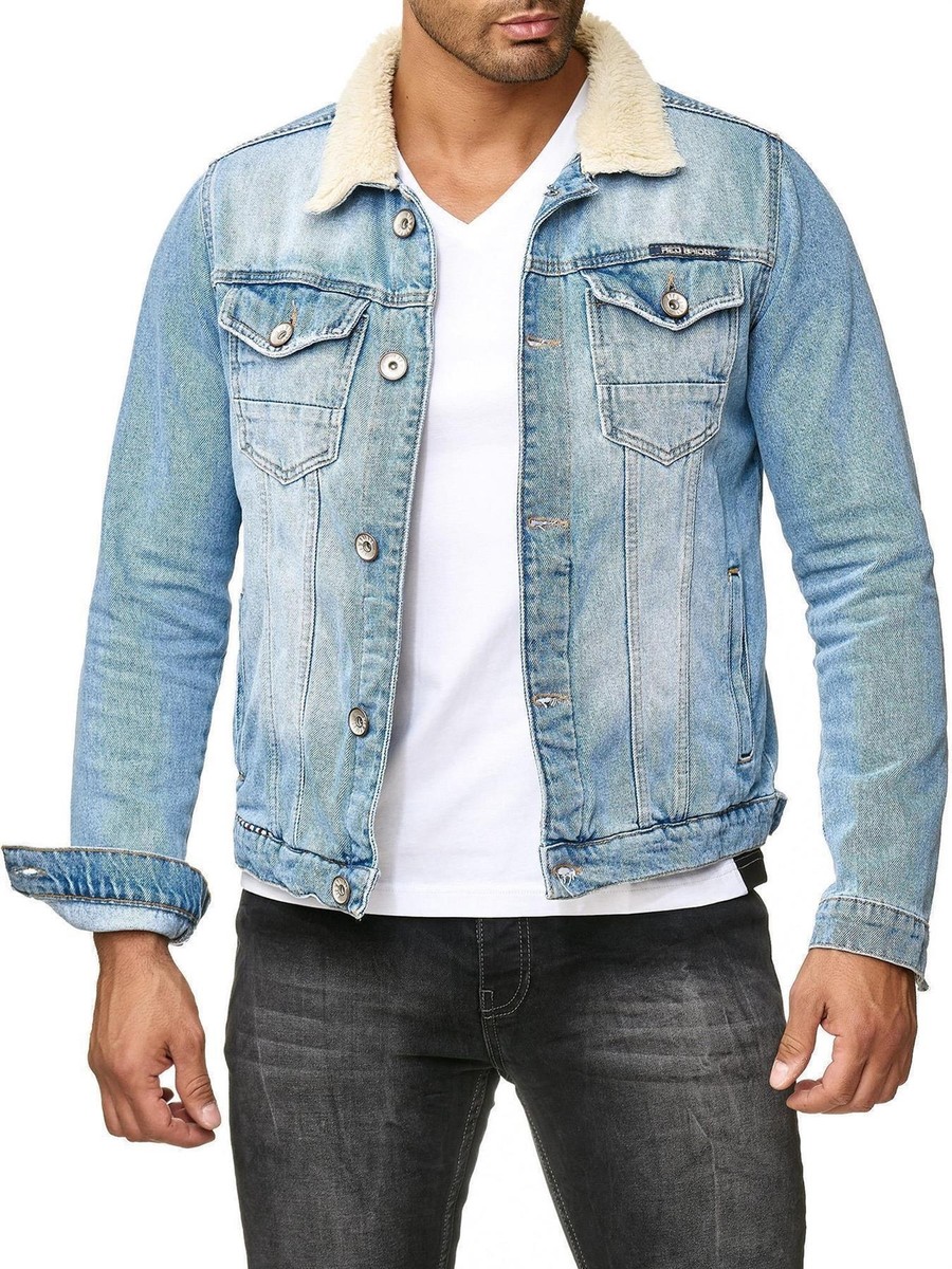 Herren Jeansjacke Jeans Jacke Übergangsjacke Sherpa Denim Lammfell