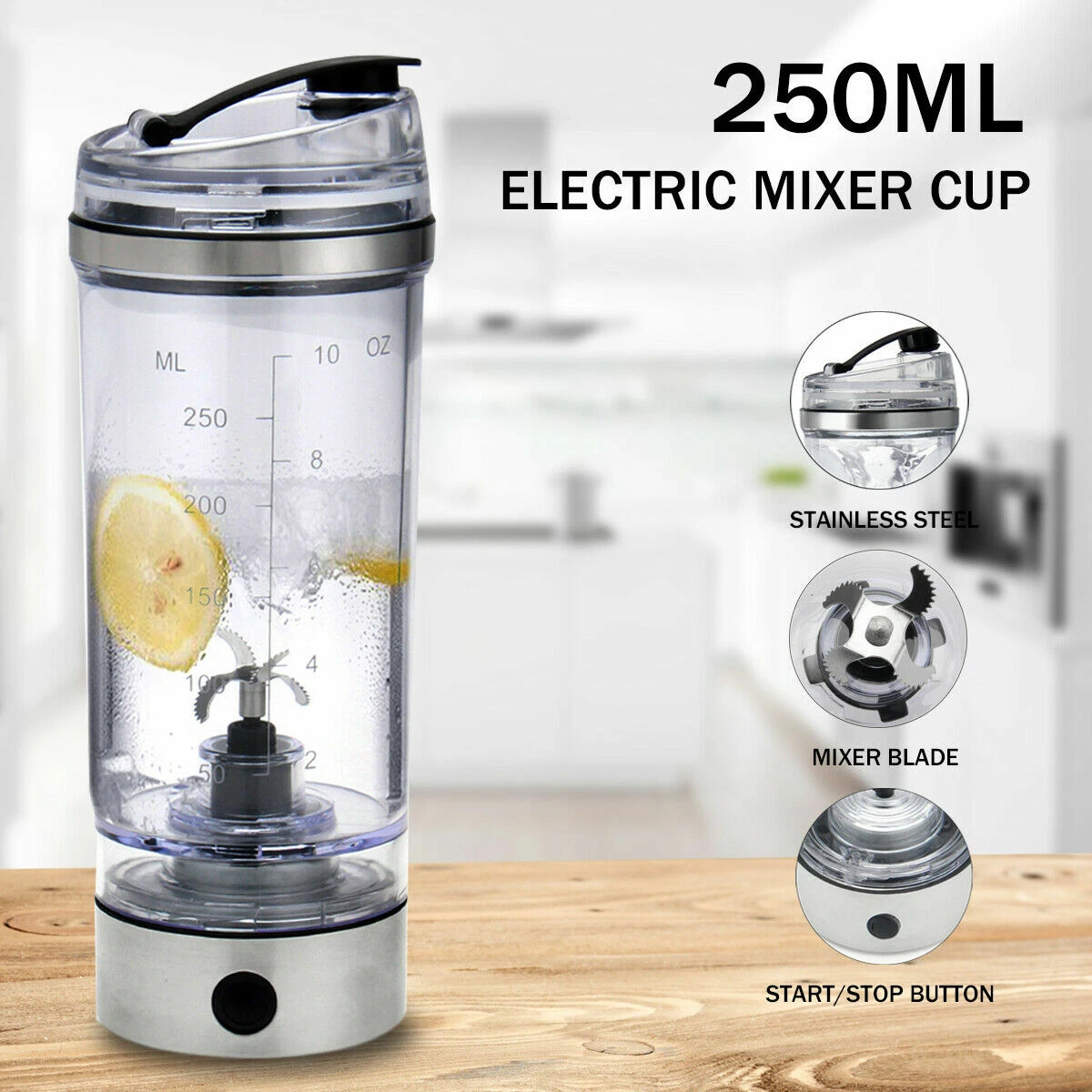 Portable Electric Shaker Blender Drink Cup Protein Nutrition Mixer Bottle 250ML
Opens in a new windo