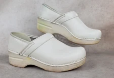 Dansko Slip On Clogs Professional Nursing Shoes White Leather Women's Size 36