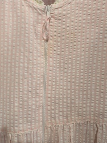 VTG Nightgown Nightie Womens Cottagecore Pink White Prairie Lace Seersucker XL - Picture 12 of 15