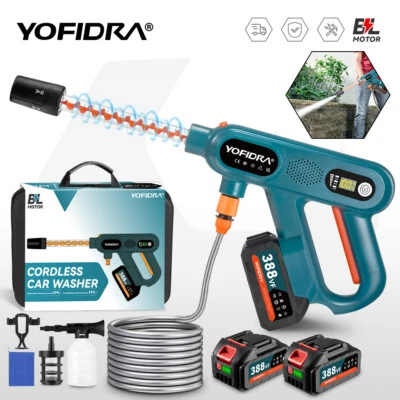 YOFIDRA 220Bar Akku Hochdruckreiniger +2 Akkus Auto Mobiler Druckreiniger Spritzpistole