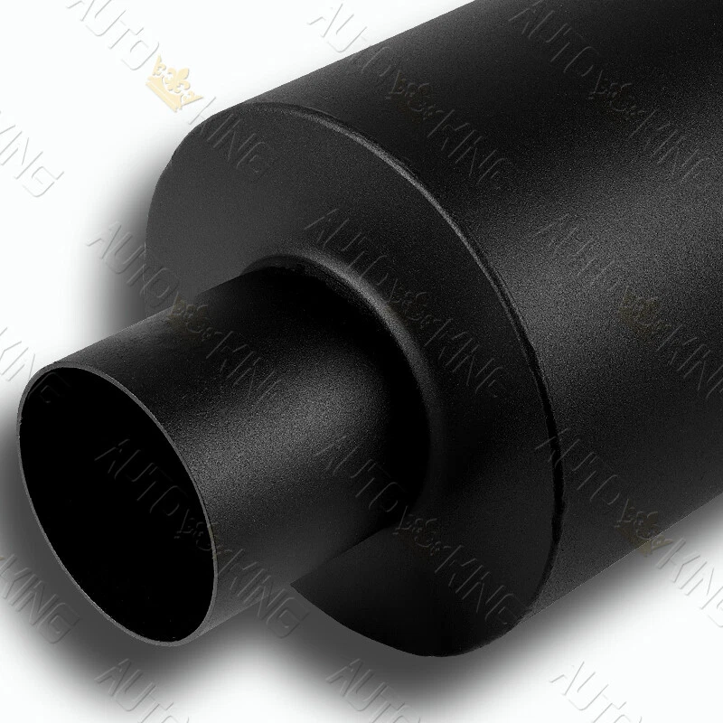 4" Slant Carbon Tip 3" Inlet Black T-304 Stainless Exhaust Muffler Universal 3 - Image 4 of 4