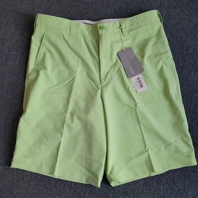 Cutter Buck DryTec Golf Shorts Regular Fit Striped Shorts Green Sz 32 