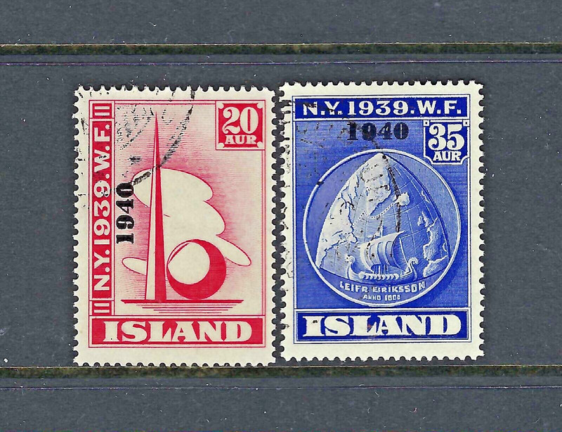 Iceland Scott 1940 #232-233 Used New York World's Fair overprints
