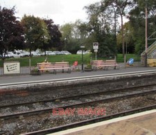 PHOTO  CREDITON RAILWAY STATION PLATFORM BENCHES THE WELCOME NOTICE ON THE LEFT