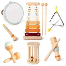 7pcs Early Education Gift Castanet Sand Hammer Tambourine Percussion Instrument