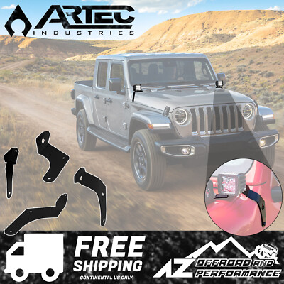 ARTEC A-pillar Single LED Cube Light Mount Set For '20-'21 Jeep Gladiator JT 