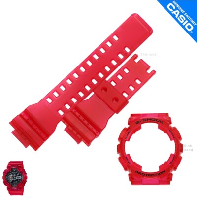 Genuine Watch Band&Bezel Casio G-Shock GA-110CR-4 GA-100 GA-110 Glossy Red Jelly