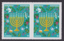 Canada 3411 Hanukkah P horz pair MNH 2023