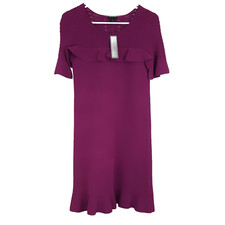 NEW $139 Ann Taylor Stretch Knit Shift Dress Petite Size PS Scoop Neck Purple