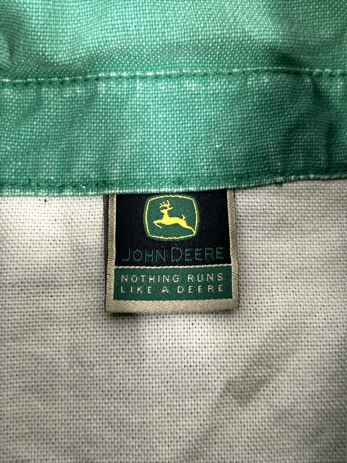 RARE VTG Cultivator John Deere ZIP Collared Shirt Sz Pics Green Coop