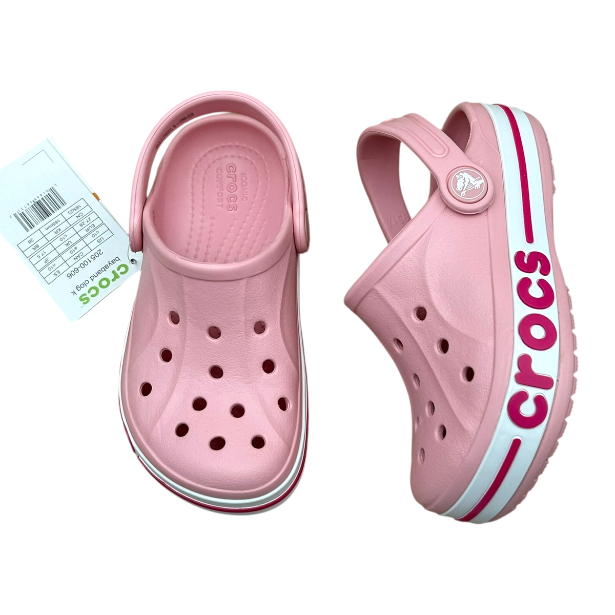 Crocs Bayaband Toddler Girls Slip-on Clogs Size 10 Light Pink Water Friendly