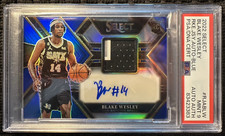 2022-23 Panini Select - Blake Wesley - Rookie Jersey Auto Blue /49 - PSA 9