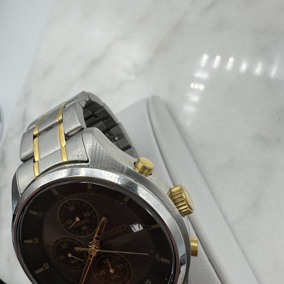 SEIKO 4T57-00G0 CHRONOGRAPH 42mm Men's Watch New Battery, Wrist Sz