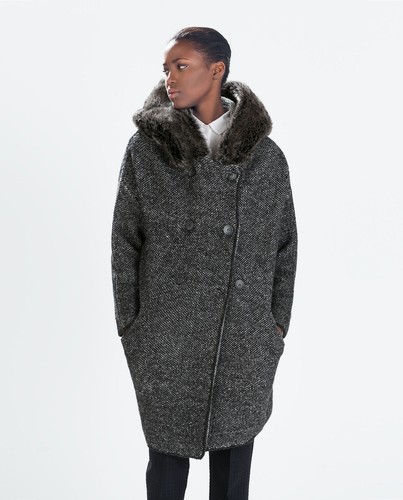 ZARA GREY WOOL COAT JACKET CARDIGAN BLAZER CAPE - 第 11/12 張圖片