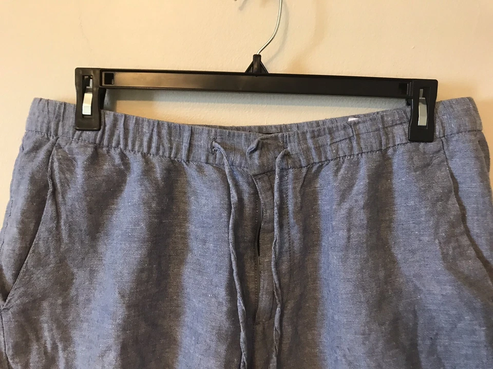 Pantalones Cortos de Lino H&M Para Hombre Talla 38R Azul Frente Plano Verano Viaje Exterior Foto 2 de 4