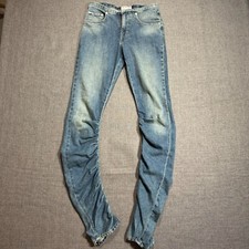 Free People We The Free Daliah Stacked Low Rise Straight Leg Denim Jeans Blue 25