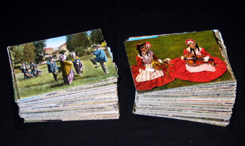 334 CPSM FOLKLORE COIFFE BINIOU VIELLE DANSE CHASSE TRADITION REGION FRANCE - Photo 1/9