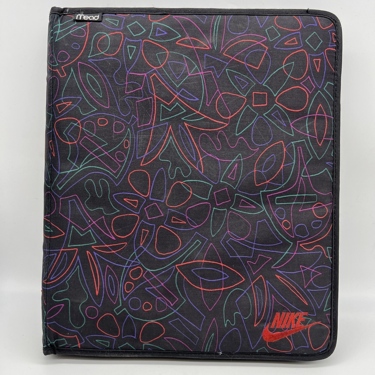 NIke Mead 3 Ring Zip Print Pattern Binder 1995 Vintage