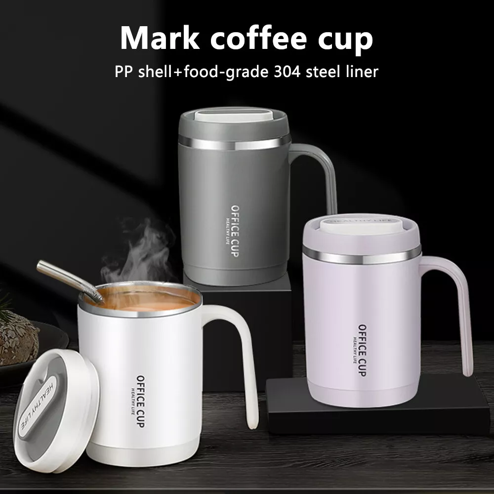 500ml Stainless Steel Tumbler Insulated Coffee Cup Travel Mug With Straw