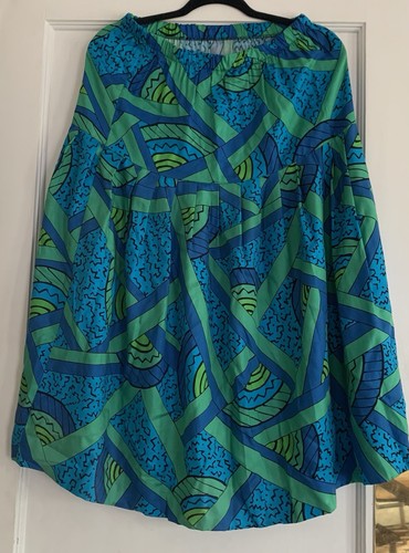 Vtg 80s Private Club Top Skirt Set Multicolor Lg Green Blue Rayon Retro - Picture 7 of 15