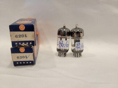 6201 GE 5 star Black Plate Tubes (Pair) TV7 Tested 