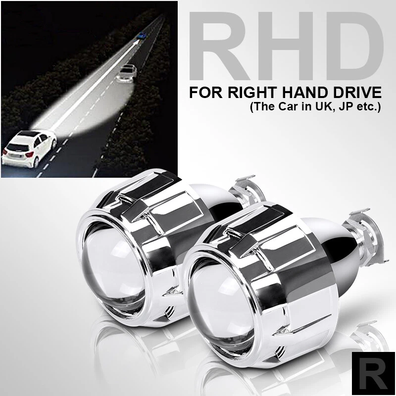 2X RHD 2.5" Bi-Xenon HID Projector Lens H4 H7 Headlight Retrofit Hi-Lo Beam - Image 2 of 4