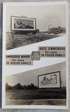 RPPC Nabisko Co Billboards Ritz Crackers Shredded Wheat Old Cars Advertisment
