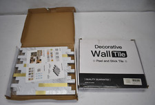 Lot of 14 Sheets Art3D Peel Stick Backsplash Wall Tiles White Gold Studded